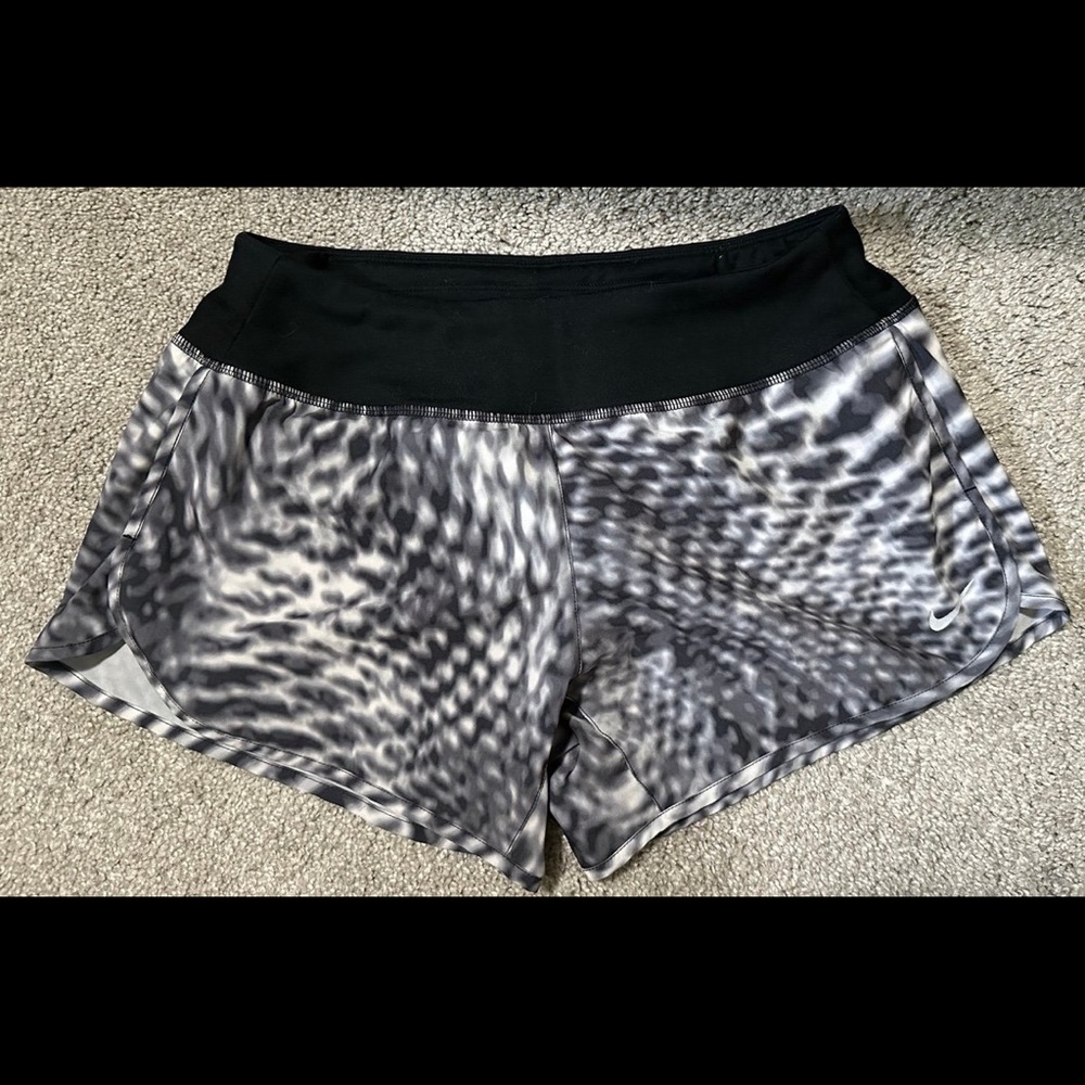 Nike Black and Gray Athletic Shorts with Elastic Waistband